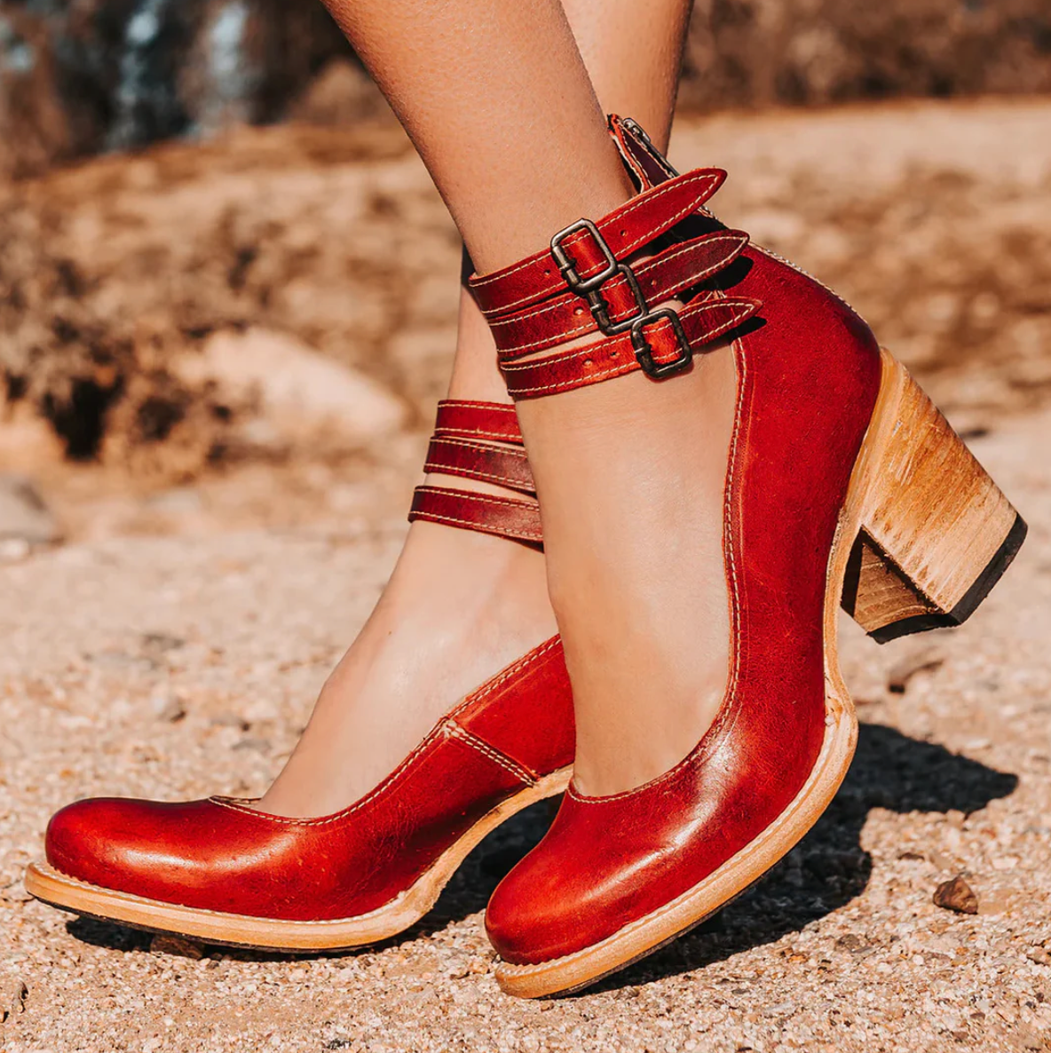 Elegante Vintage-Lederschuhe mit Absätzen