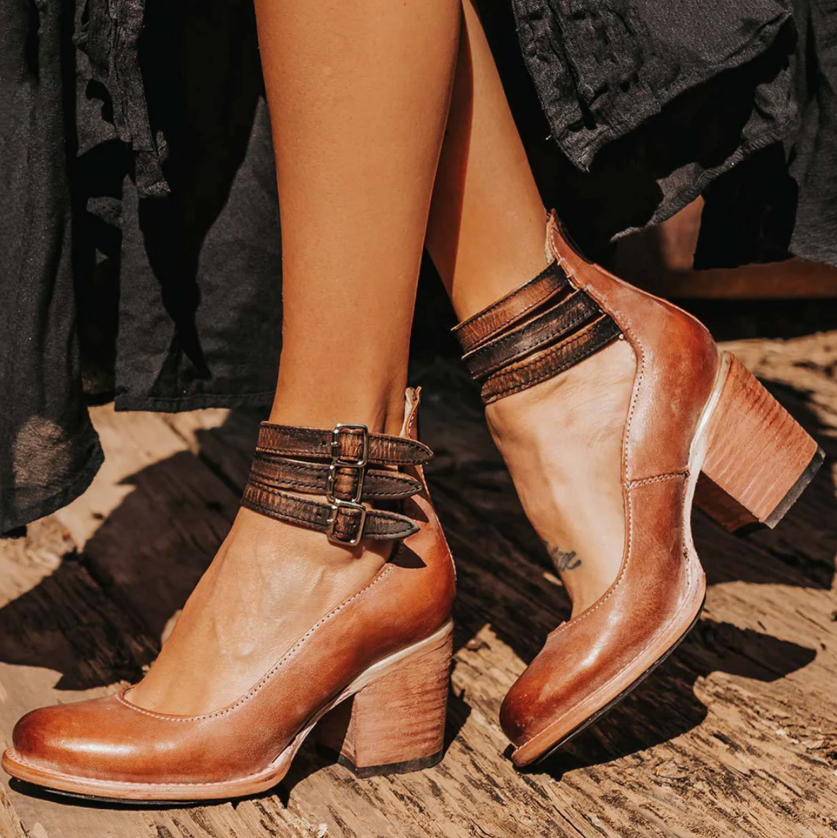 Elegante Vintage-Lederschuhe mit Absätzen