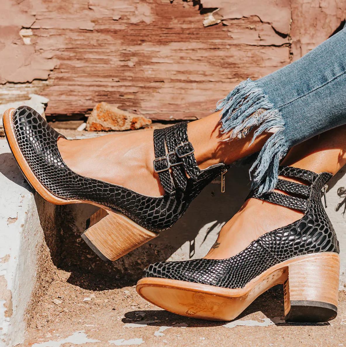 Elegante Vintage-Lederschuhe mit Absätzen
