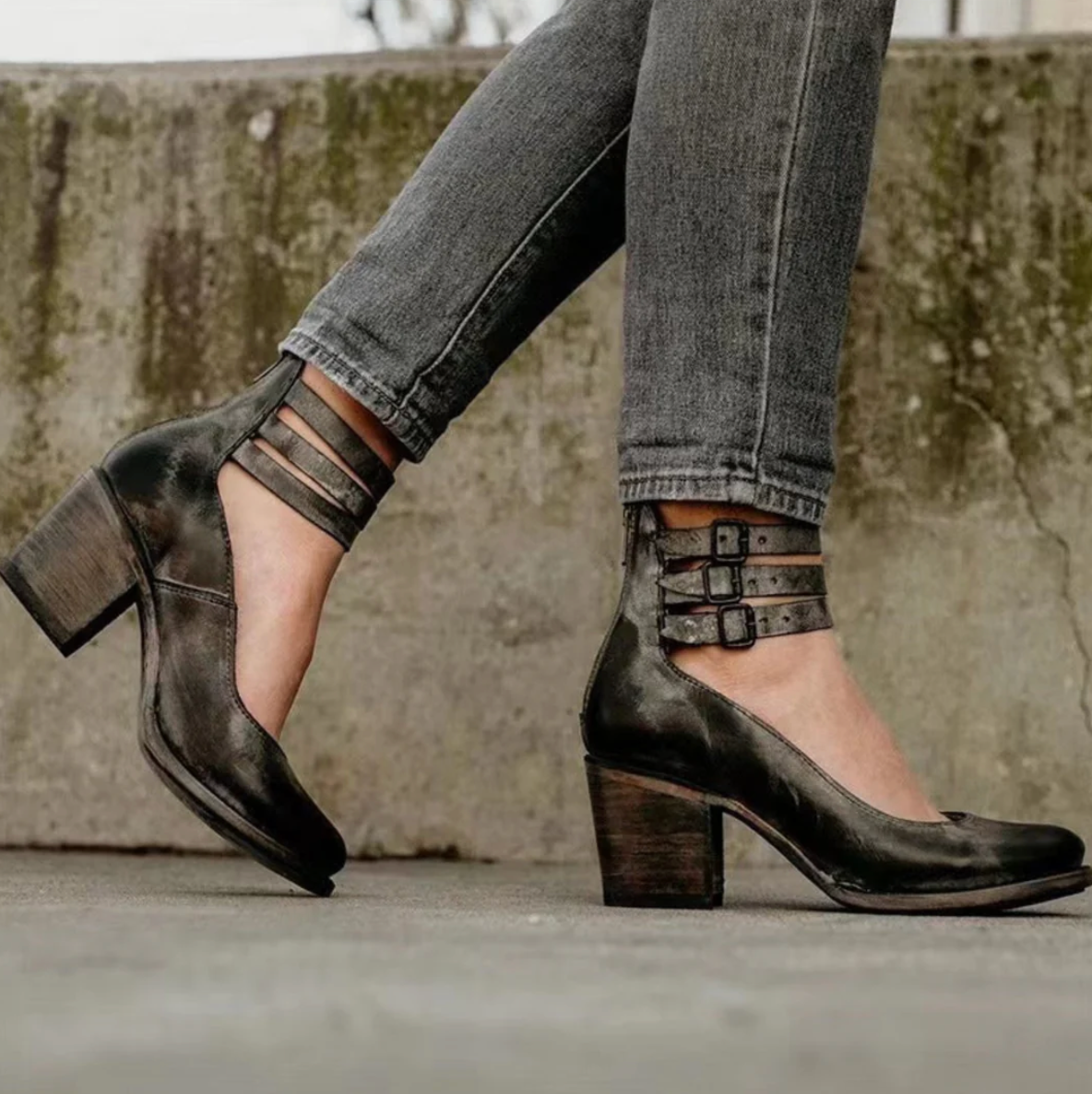 Elegante Vintage-Lederschuhe mit Absätzen