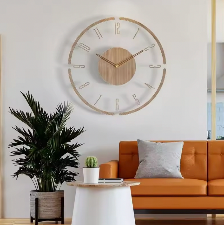 Geräuschlose Design-Wanduhr - Acryl & Holz
