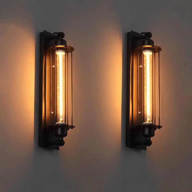 Schwarze Vintage Wandleuchte mit LED-Beleuchtung 2