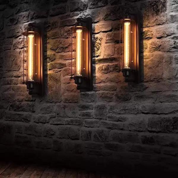 Schwarze Vintage Wandleuchte mit LED-Beleuchtung 3