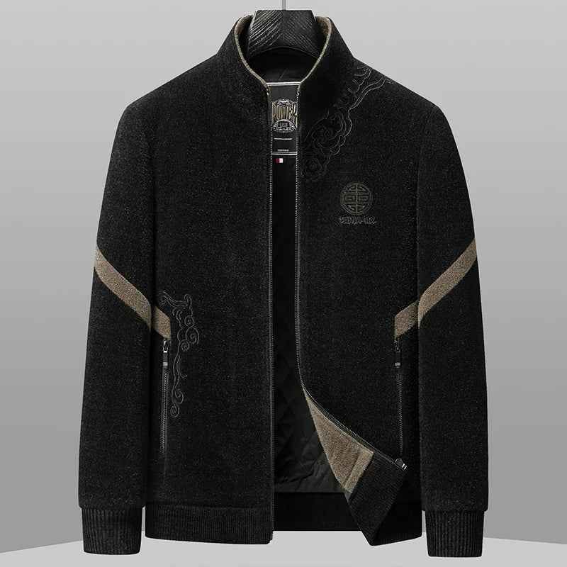 Frottee mit Farbblock-Kragen aus Samt