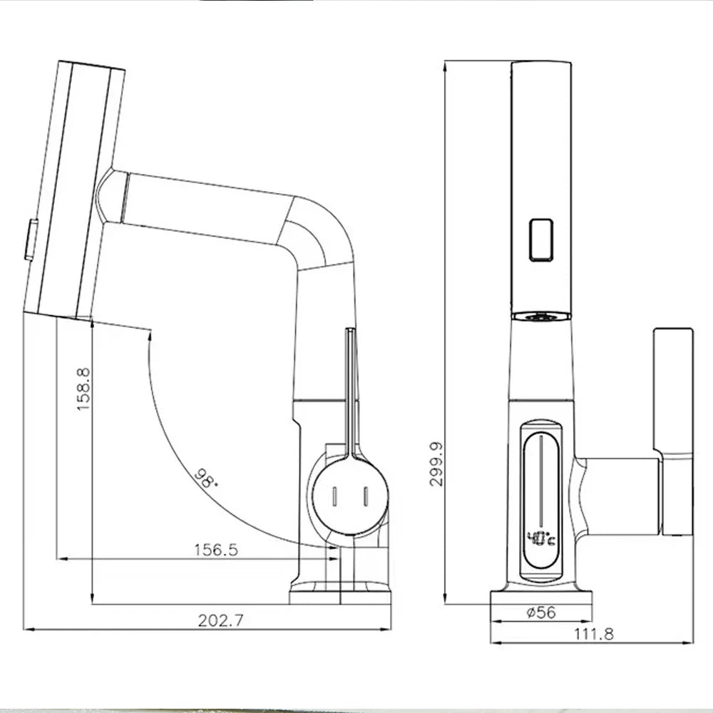 Thalenya - Moderne Wasserfall-Waschtischarmatur mit Temperaturanzeige und flexibler, schwenkbarer Brause für maximalen Komfort