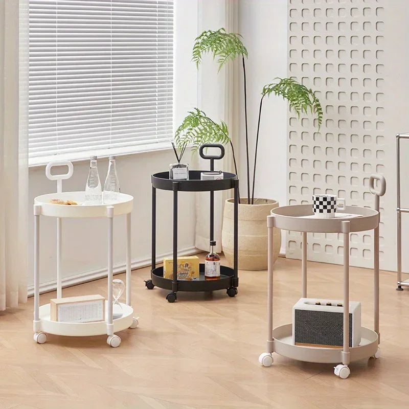 Aetherelle - Stilvoller 2-stöckiger Beistelltisch mit Rollen und bequemem Griff - Roborro