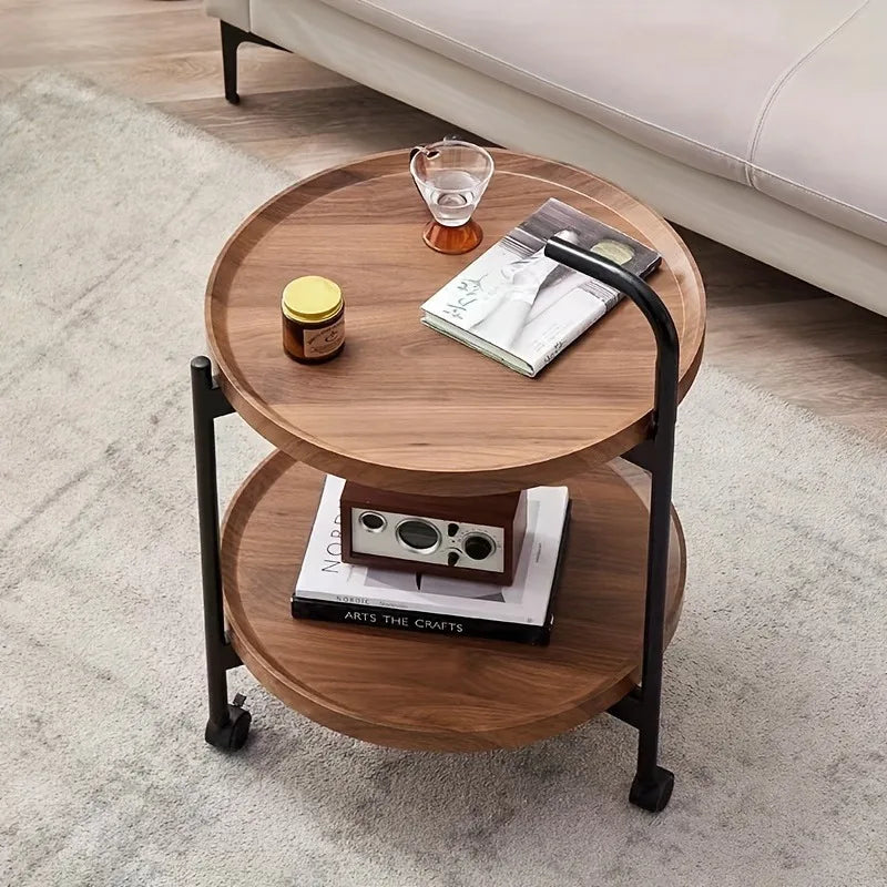 Floravelle - Eleganter Zwei-Schicht-Holztisch mit Praktischen Rollen