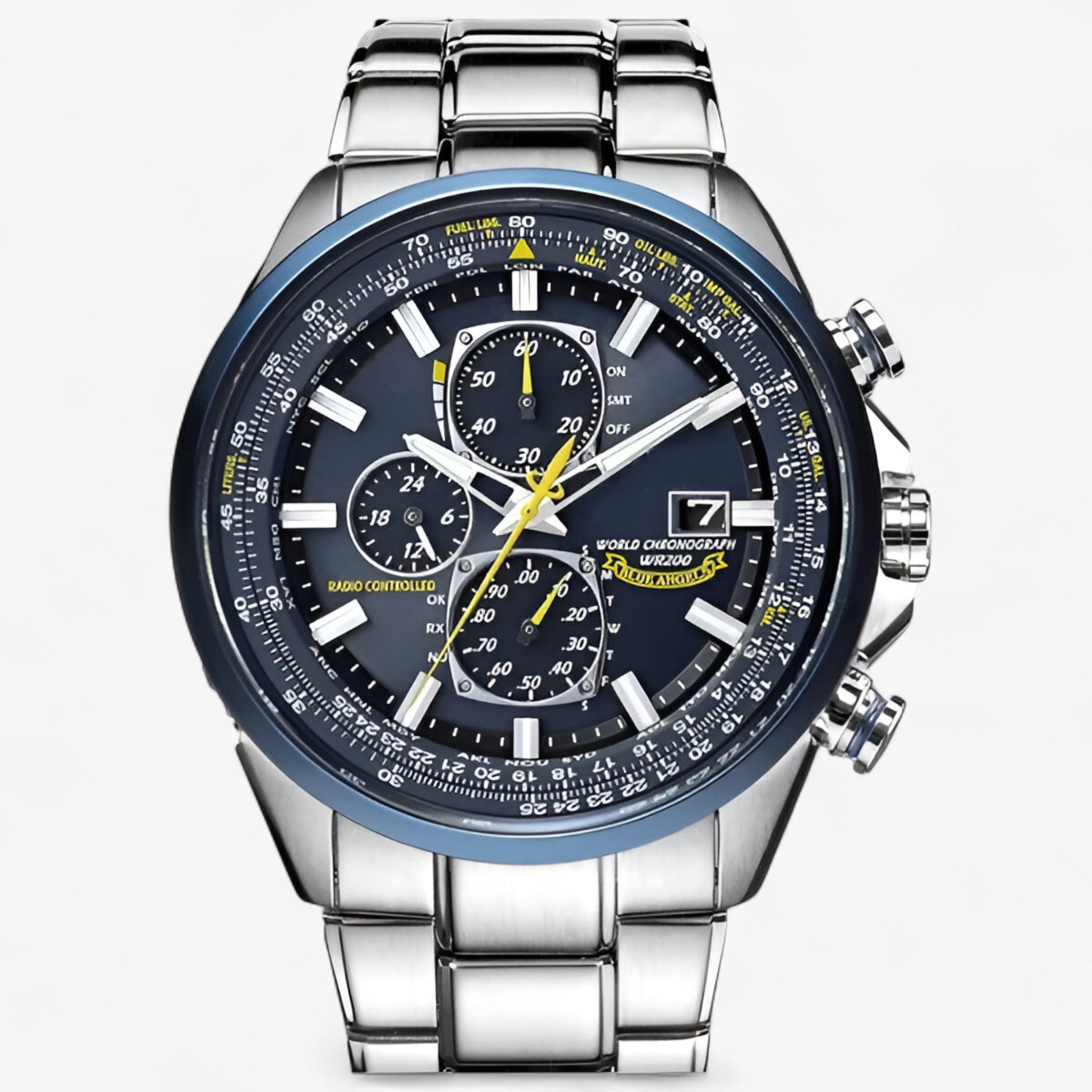 Uhr Chronograph Herr MultiSteel 42mm, Stahl Silber, Zifferblatt Blau Elegant