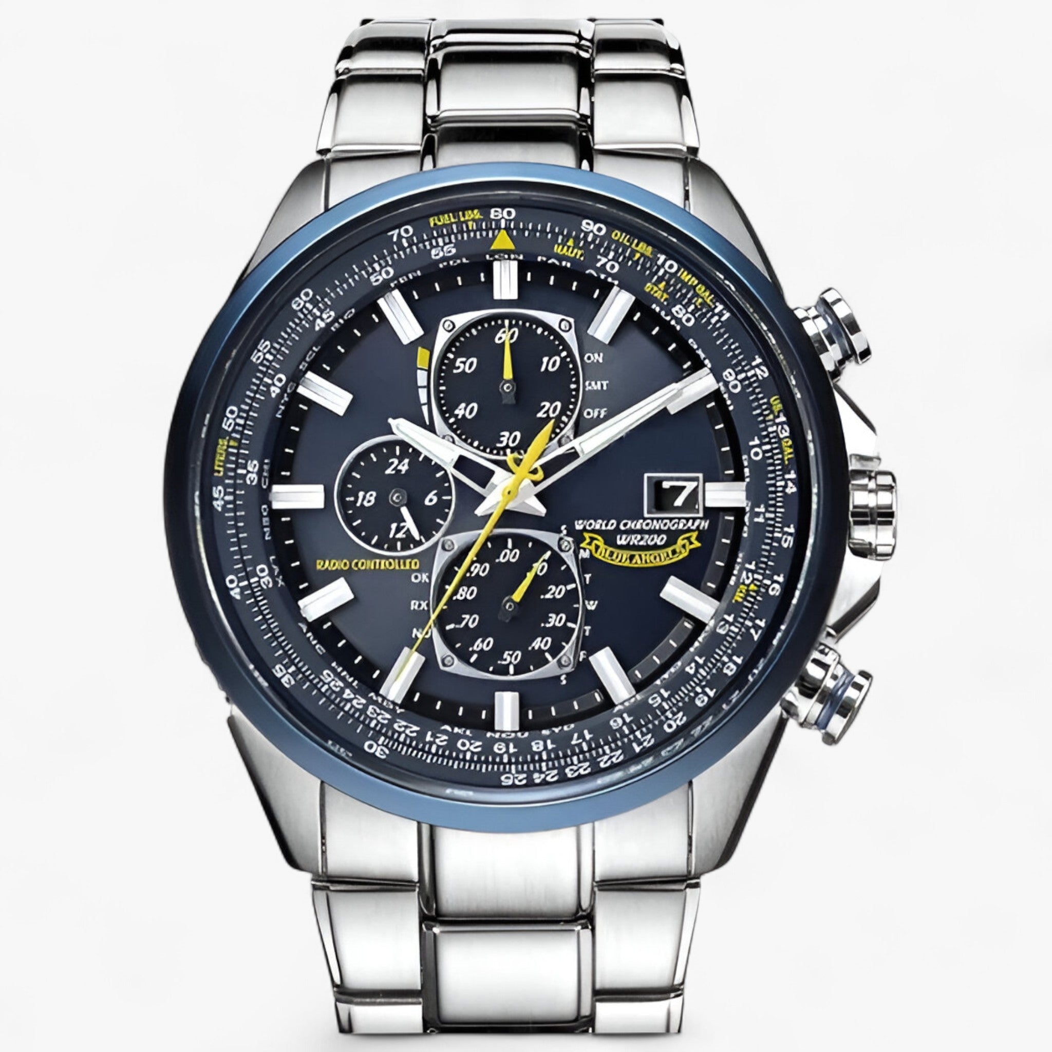 Uhr Chronograph Herr MultiSteel 42mm, Stahl Silber, Zifferblatt Blau Elegant