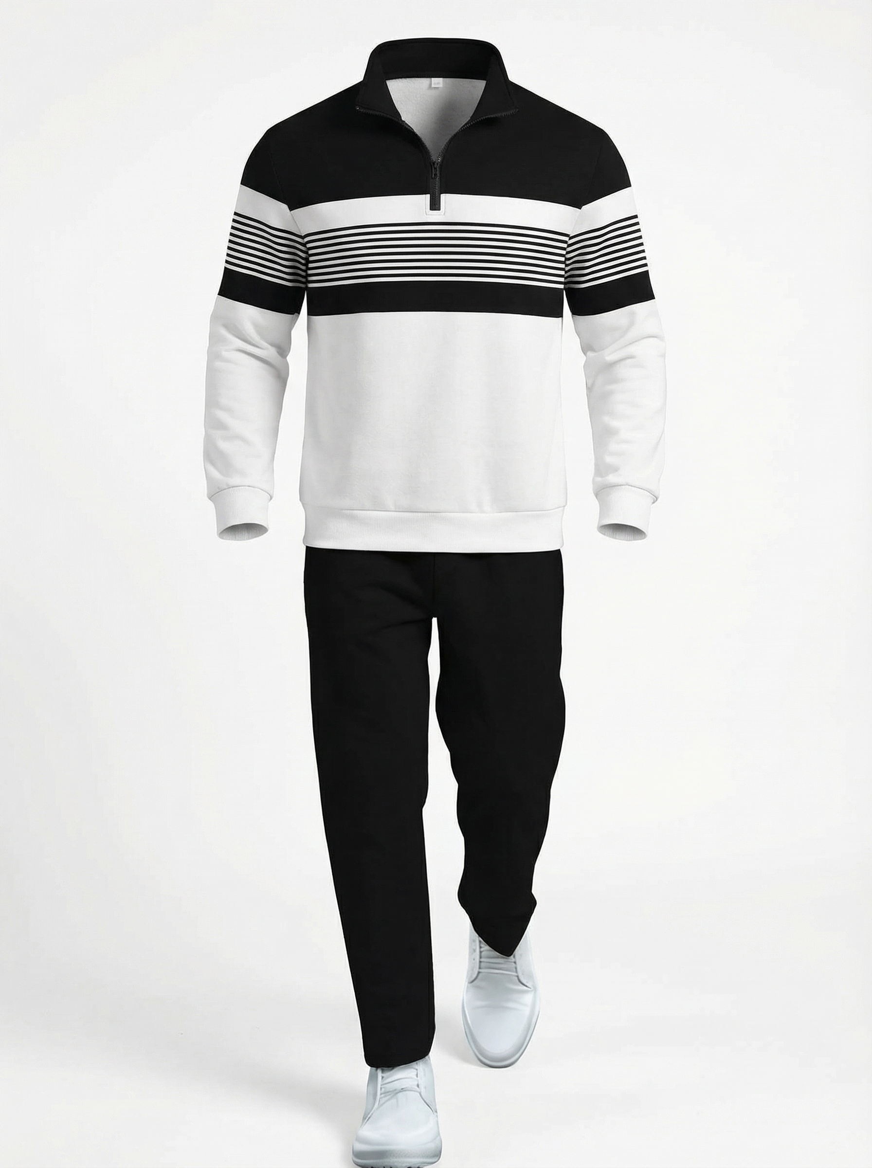 Elegantes zweiteiliges langärmeliges Set mit Reißverschluss für ultimativen Komfort