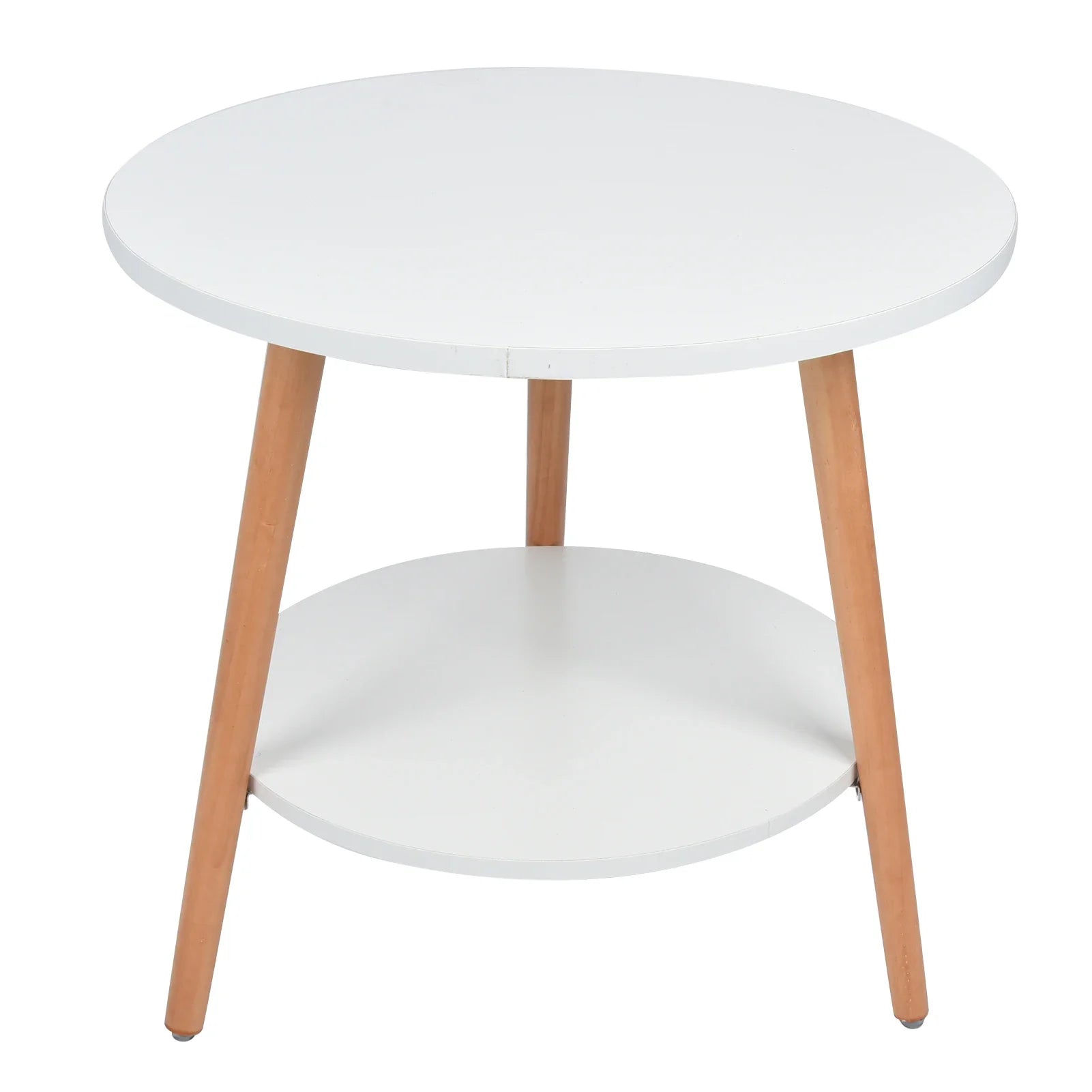 Lyssara - Eleganter weißer Beistelltisch mit doppelter Ablage und Stauraummöglichkeiten für ein stilvolles Wohnzimmer
