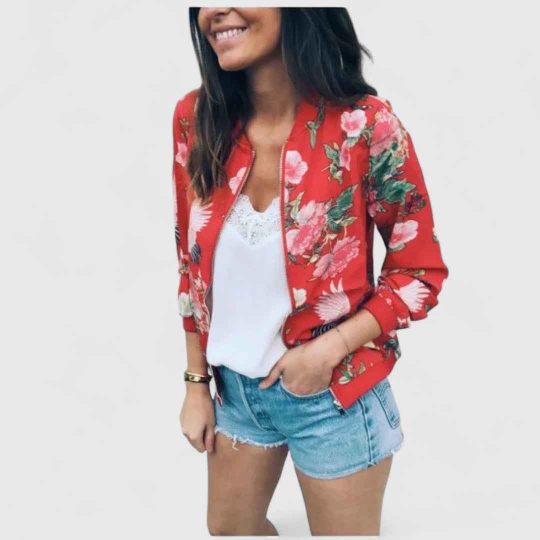 Margot – Schicker Blumen-Bomber-Cardigan für einen stilvollen Look