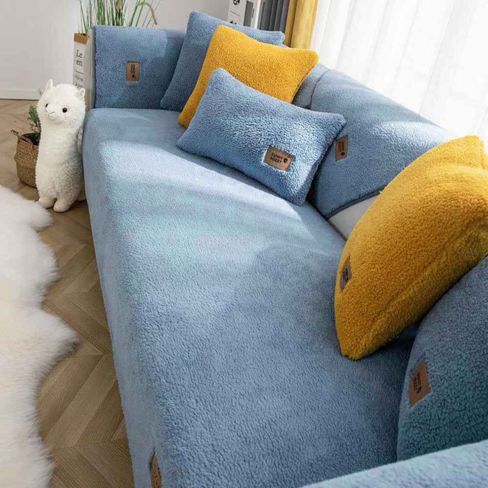 Sherplush - Wasserabweisender & Rutschfester Sherpa-Fleece-Bezug für Sofas