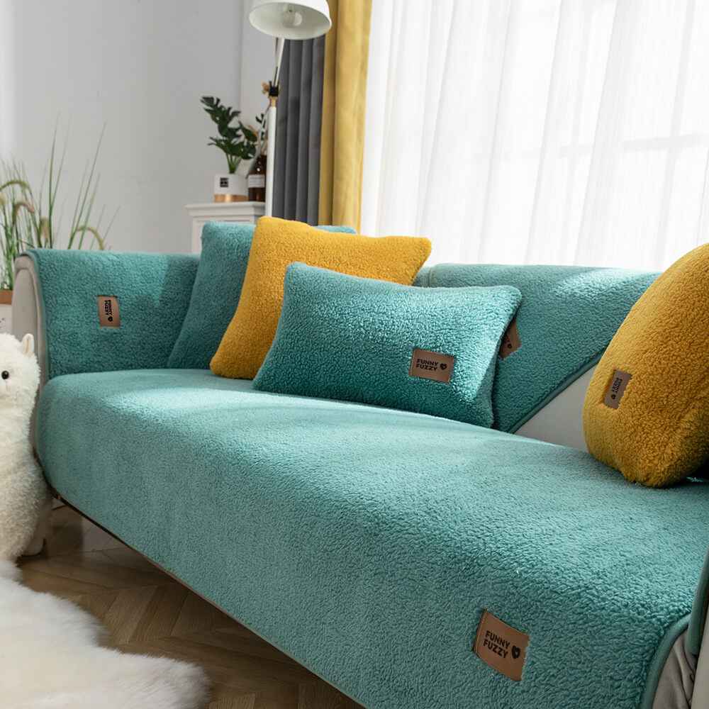 Sherplush - Wasserabweisender & Rutschfester Sherpa-Fleece-Bezug für Sofas