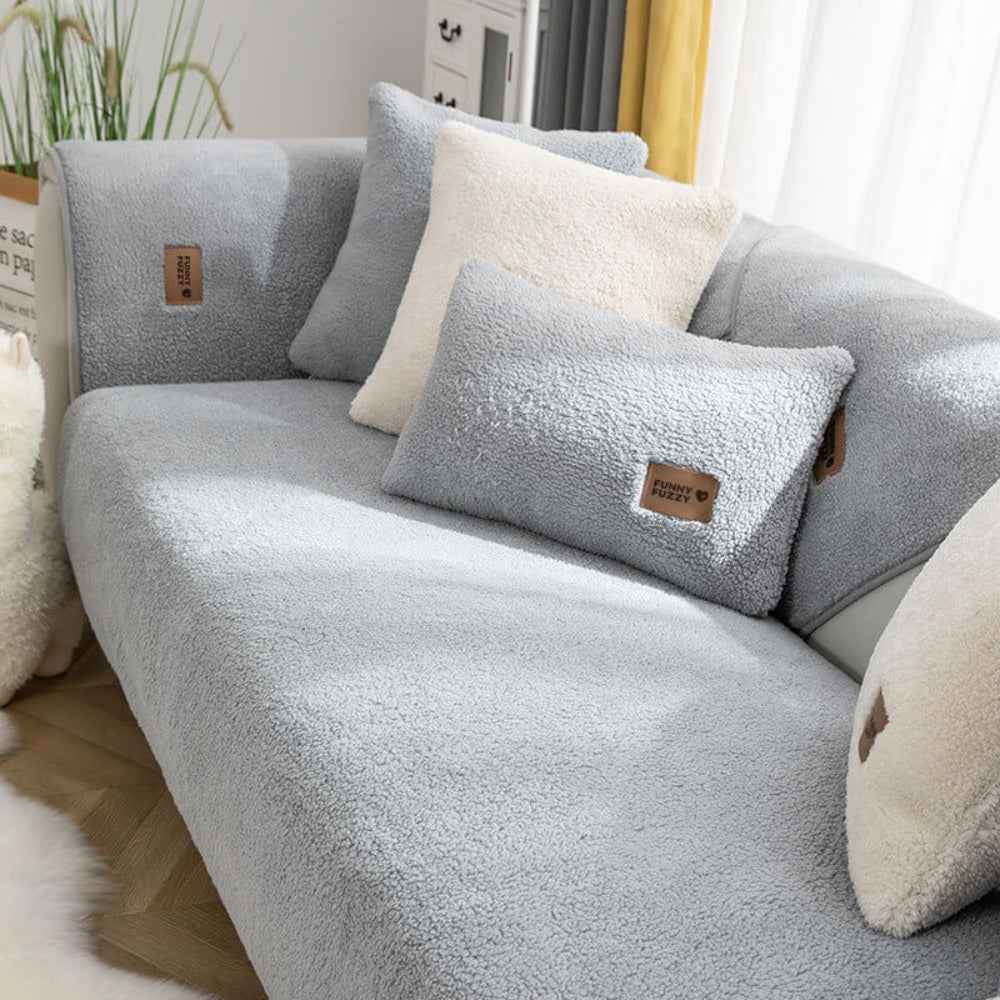 Sherplush - Wasserabweisender & Rutschfester Sherpa-Fleece-Bezug für Sofas