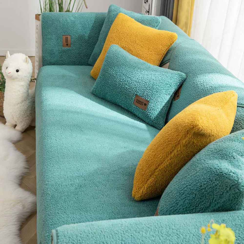 Sherplush - Wasserabweisender & Rutschfester Sherpa-Fleece-Bezug für Sofas