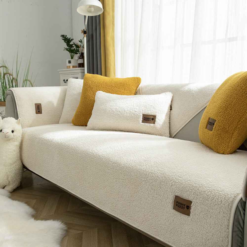 Sherplush - Wasserabweisender & Rutschfester Sherpa-Fleece-Bezug für Sofas