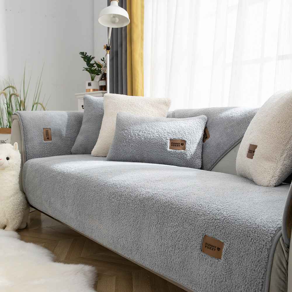 Sherplush - Wasserabweisender & Rutschfester Sherpa-Fleece-Bezug für Sofas