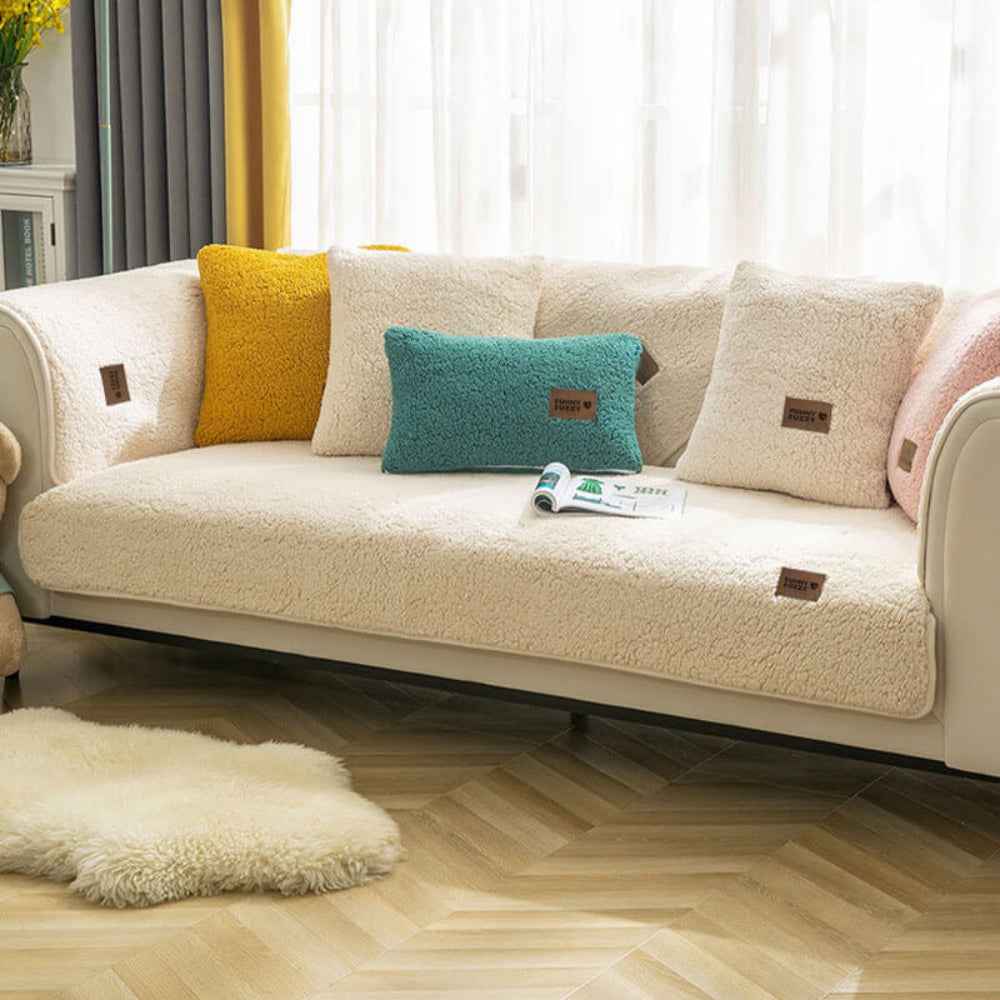 Sherplush - Wasserabweisender & Rutschfester Sherpa-Fleece-Bezug für Sofas