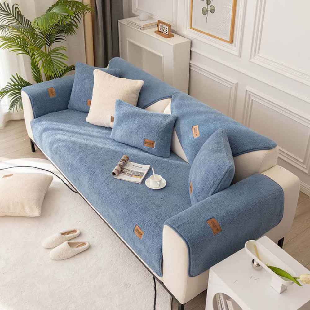 Sherplush - Wasserabweisender & Rutschfester Sherpa-Fleece-Bezug für Sofas