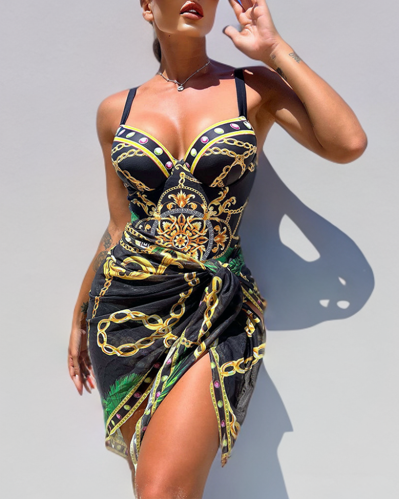Marie | Elegante Endelad Push-up Badeanzug mit Figurschmeichelndem Strandrock