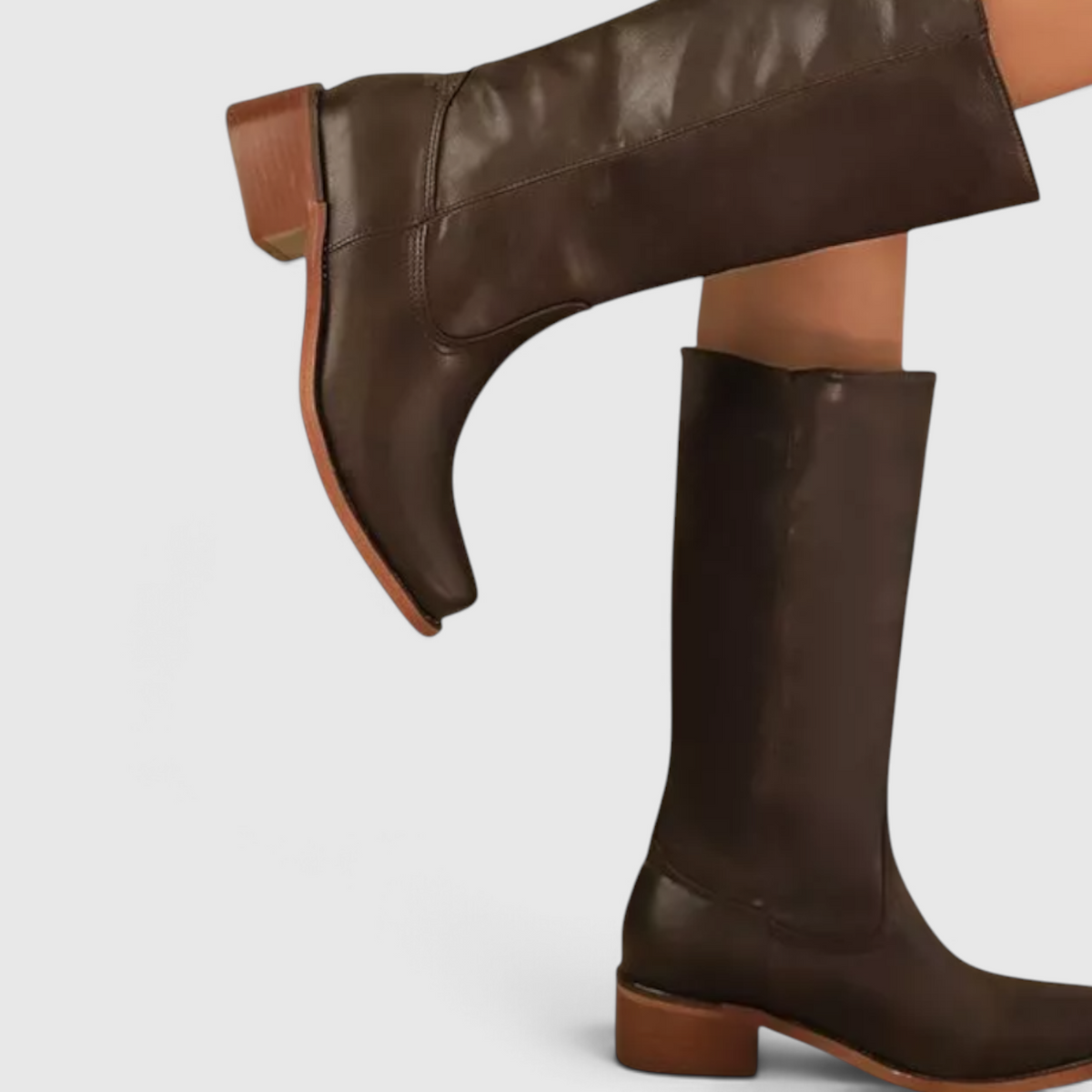 Damen Kniehohe Lederstiefel mit Absatz