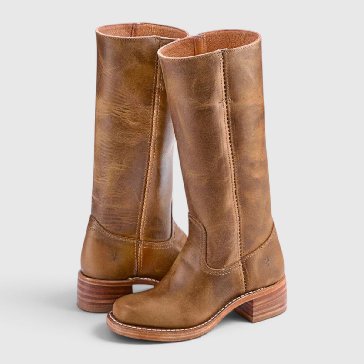 Damen Kniehohe Lederstiefel mit Absatz