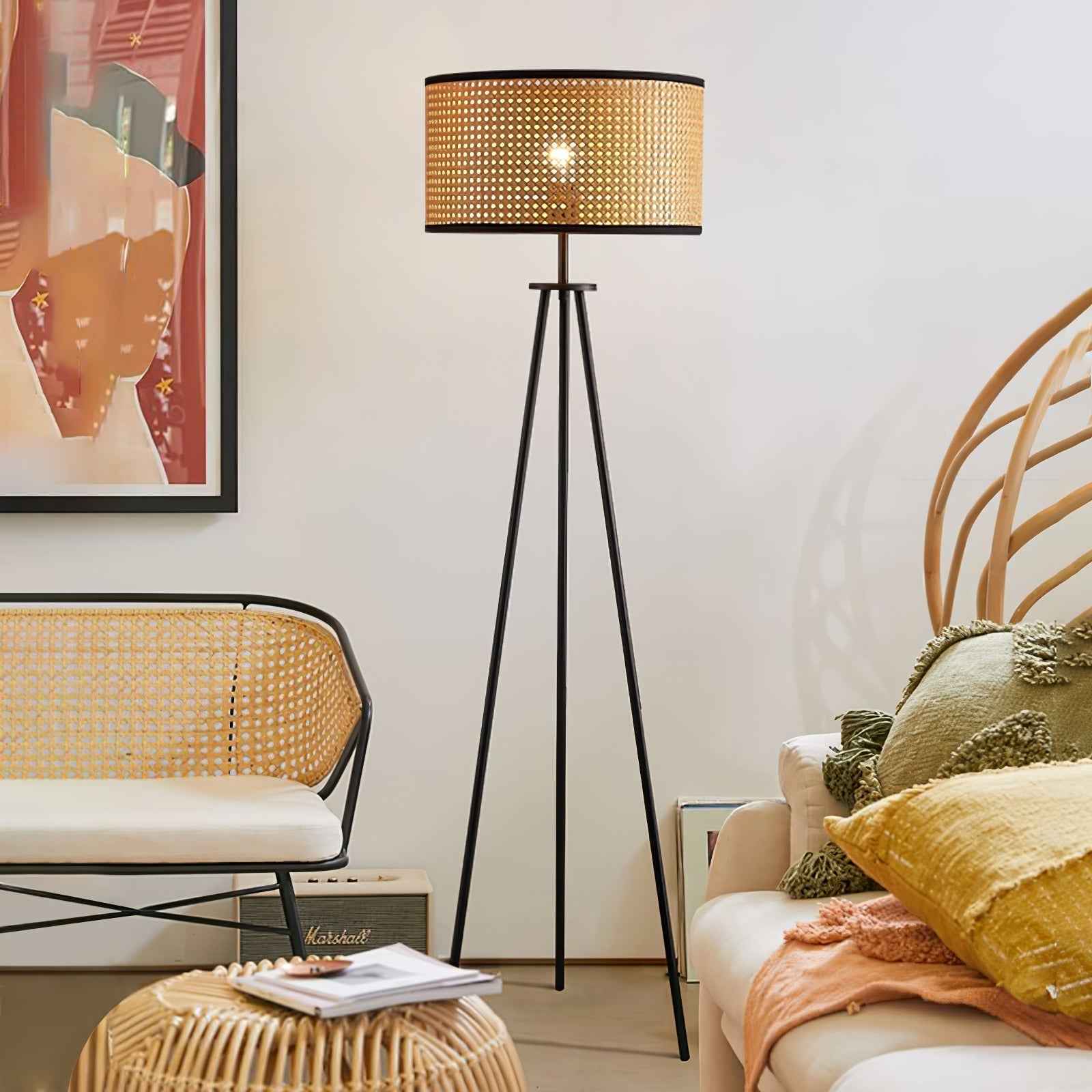 Stehlampe aus Rattan mit modernem Design