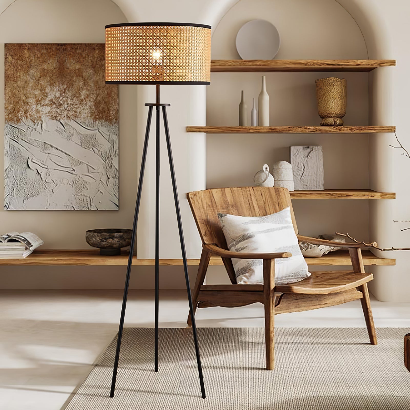 Stehlampe aus Rattan mit modernem Design 4