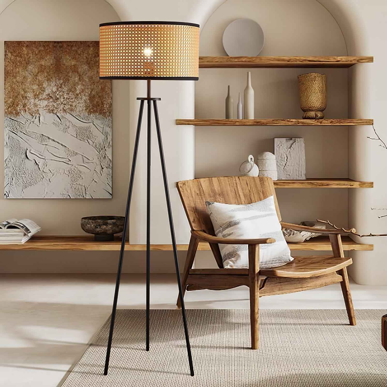 Stehlampe aus Rattan mit modernem Design