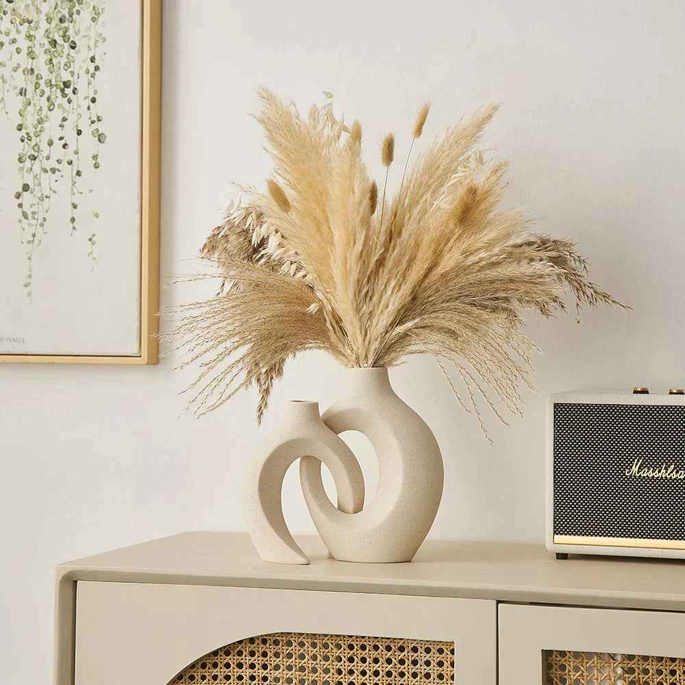 Stilvolle Keramik Vase Weiß Deko Set