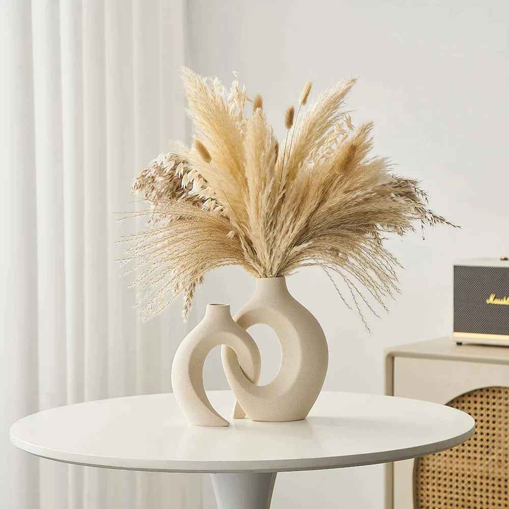 Stilvolle Keramik Vase Weiß Deko Set