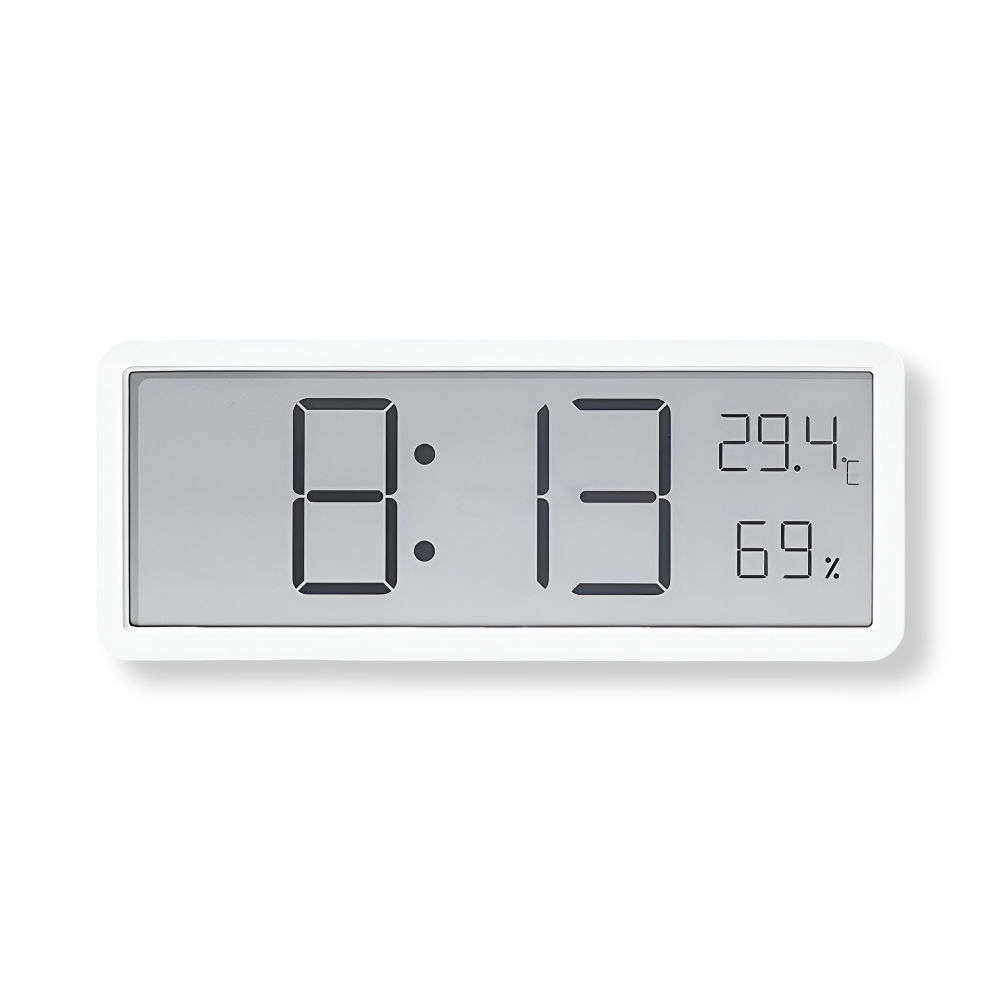 Ione - Moderne Digitale LED-Wanduhr mit Temperatur- und Luftfeuchtigkeitsanzeige für eine perfekte Raumregulierung