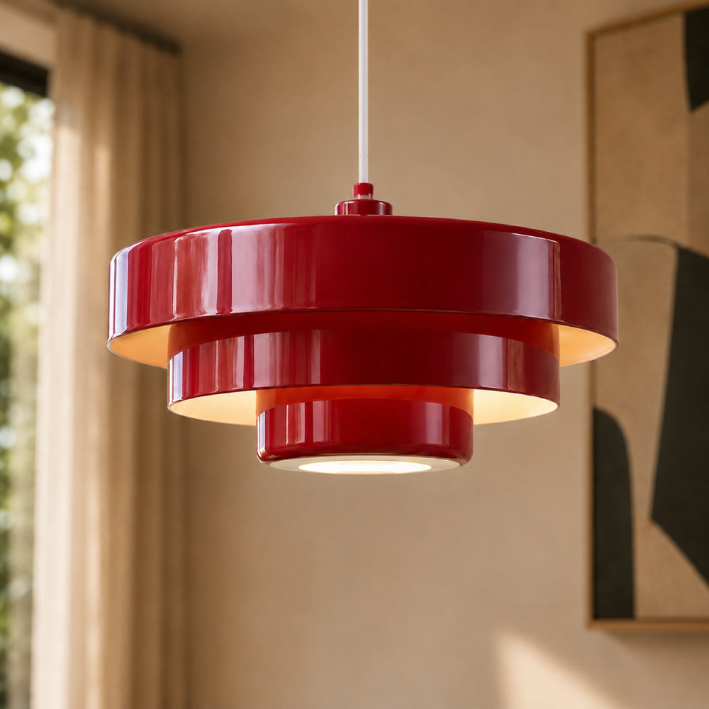 Dreistufige Bauhaus-Pendelleuchte - Nordische Metallfassung