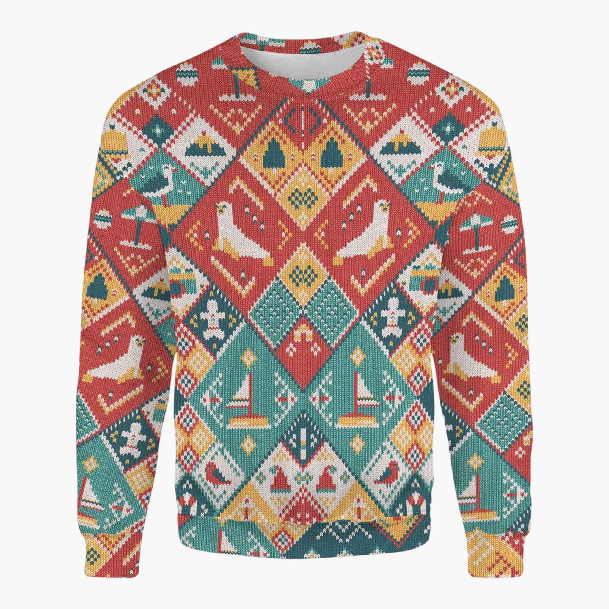 Unisex Casual Pullover mit Stilvollen Schneebedeckten Motiven – Ideal für Einen Bequemen und Festlichen Winterlook