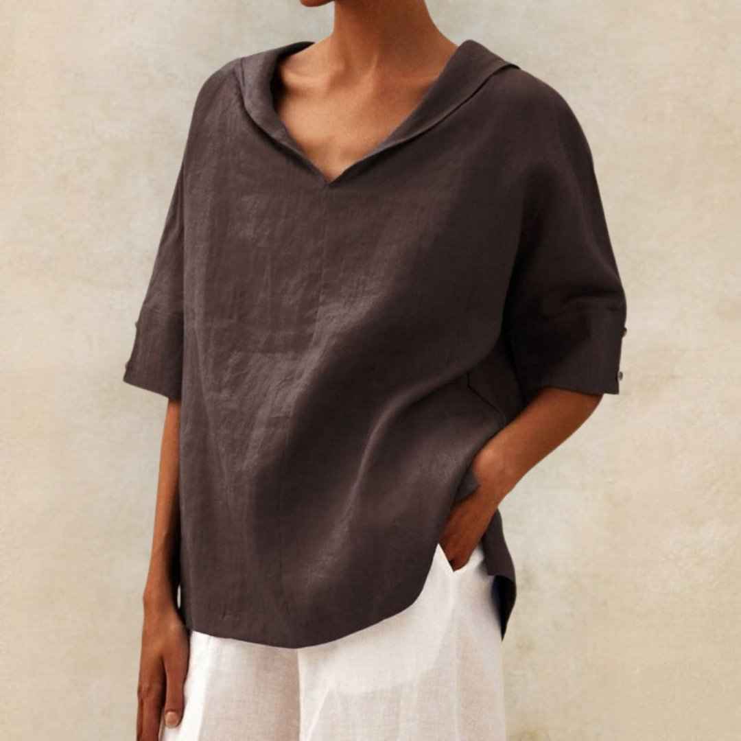 V-Ausschnitt Freizeit-Hemd | Pearl