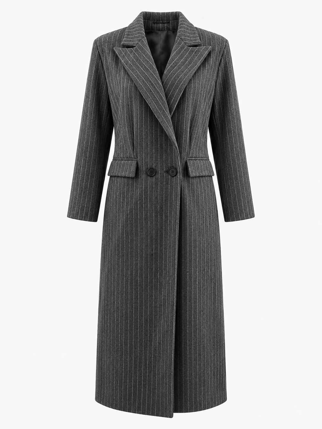Vintage Lana coat with stripes, loose fit, V-neck