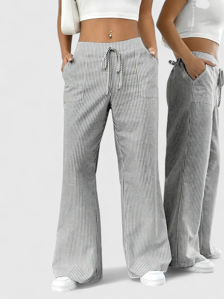 Weiße Stoffhose Damen mit Elastischem Bund 3