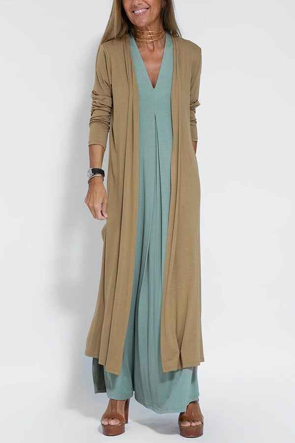 CLARA™ Schickes Maxikleid mit kostenlosem Cardigan – Müheloser Stil