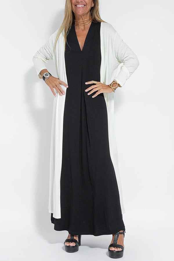 CLARA™ Schickes Maxikleid mit kostenlosem Cardigan – Müheloser Stil