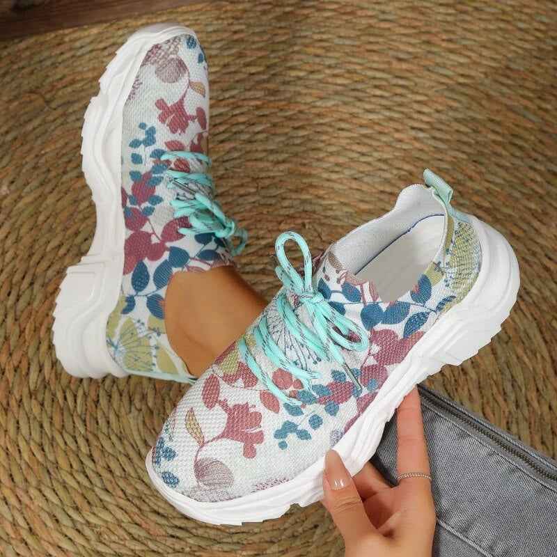 Modische, lässige Mesh-Sneaker mit ergonomischer Sohle und floralen Akzenten