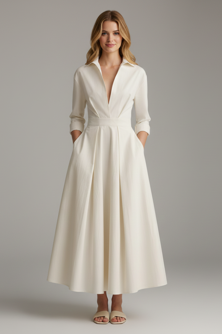 Damen Midikleid mit betonter Taille