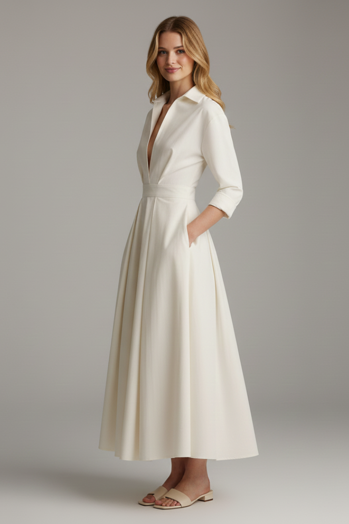 Damen Midikleid mit betonter Taille