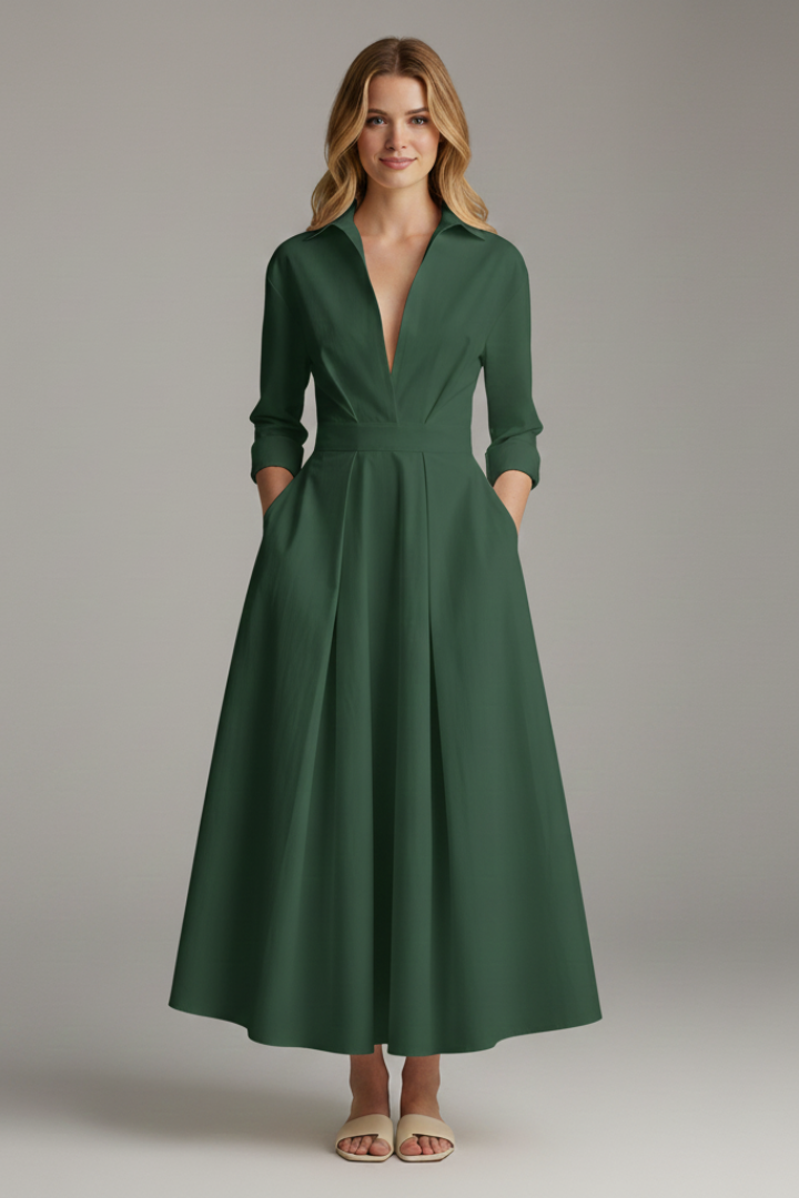 Damen Midikleid mit betonter Taille