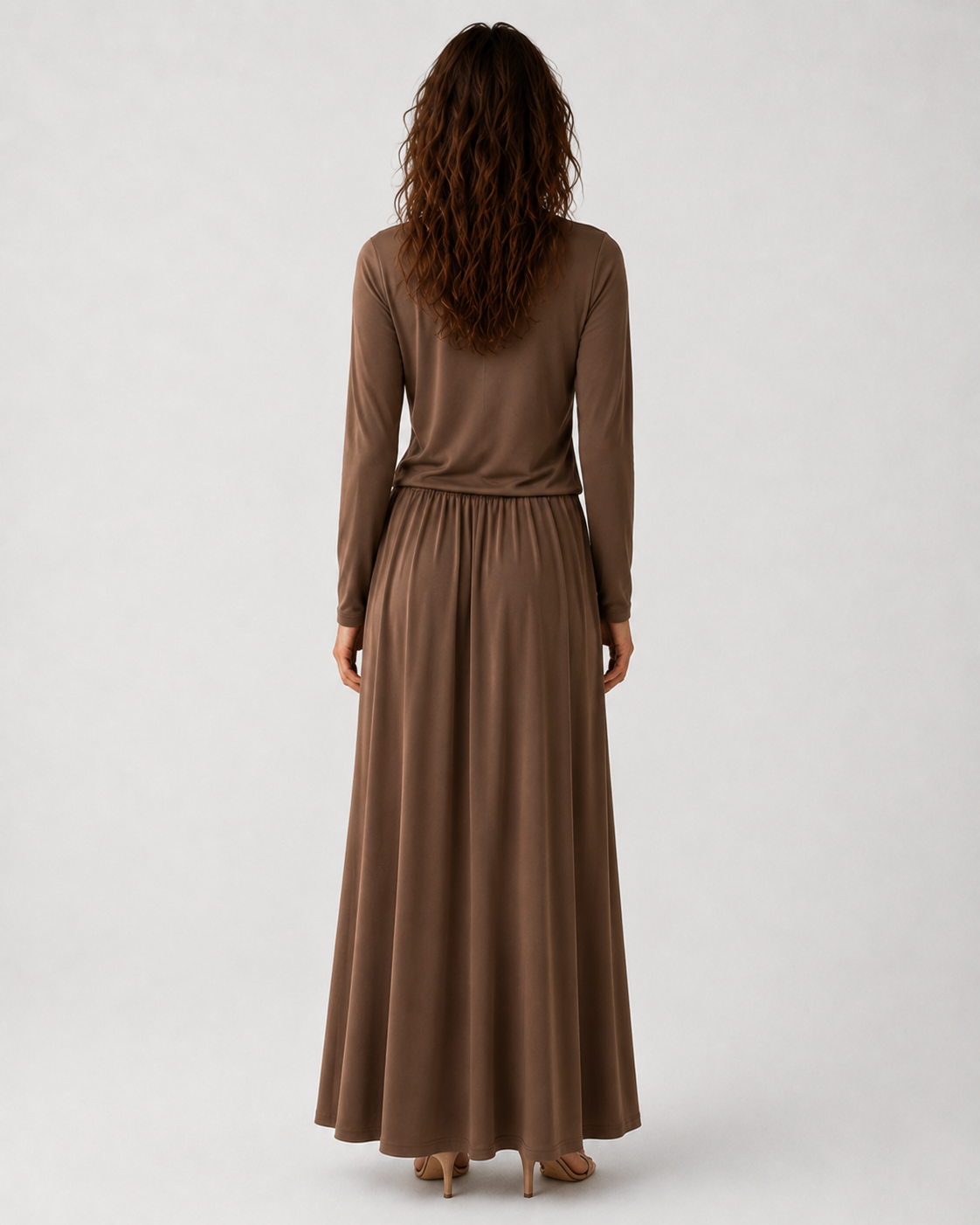 Damen's Two-Piece Long Sleeve Top und Maxi Rock Set