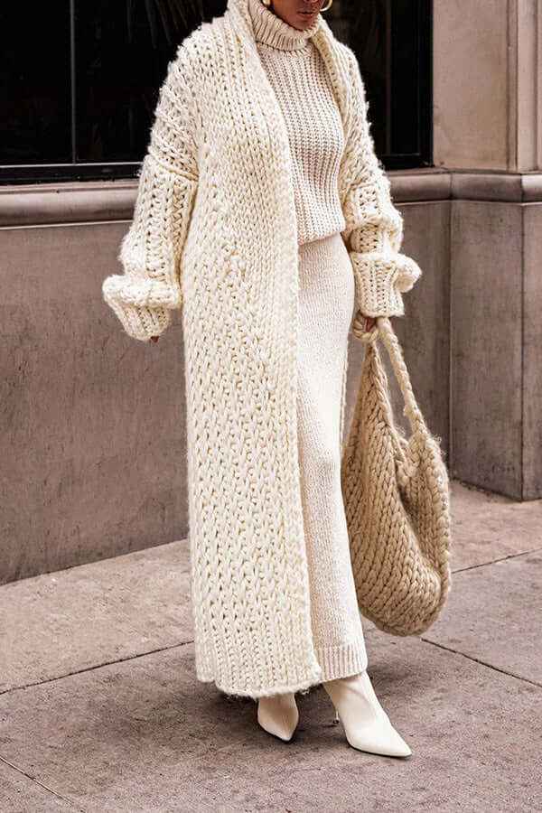 Elegantes Winter-Maschenpullover-Set mit Cardigan für Damen