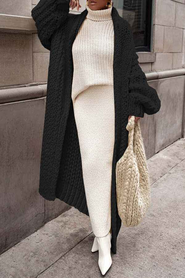 Elegantes Winter-Maschenpullover-Set mit Cardigan für Damen