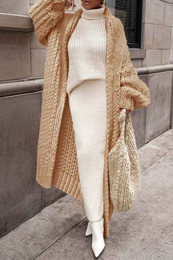 Elegantes Winter-Maschenpullover-Set mit Cardigan für Damen