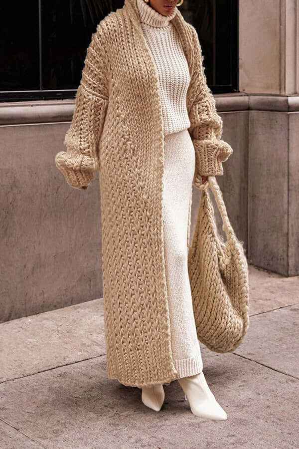 Elegantes Winter-Maschenpullover-Set mit Cardigan für Damen