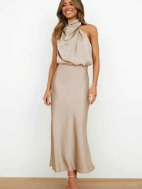 Benthe Schulterfreies Midi-Kleid – Mühelos schick mit fließender Silhouette
